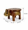Wooden Handpainted Decorative 4'' Mini Copper Elephant Showpiece