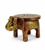 Wooden Handpainted Decorative 4'' Mini Copper Elephant Showpiece