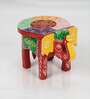 Red Wooden Handpainted Decorative Elephant Stool