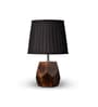 Wooden Hexa Lamp with Pleeted Cotton Black Shade
