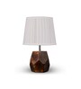 Wooden Hexa Lamp with Pleeted Cotton White Shade