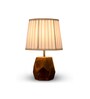 Wooden Hexa Lamp with Pleeted Cotton White Shade