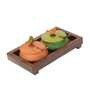 Wooden 2 Pcs Condiment Jars  With Base Tray and Spoon