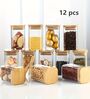 WOODEN LID JAR SQUARE 220ML 12PCS SET