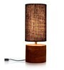 Wooden Log Table Lamp With Black Jute Shade