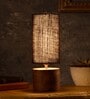 Wooden Log Table Lamp With Black Jute Shade