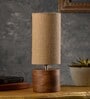 Wooden Log Table Lamp With Brown Jute Shade