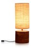 Wooden Log Table Lamp With White Jute Shade