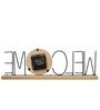 Black Wooden Metal Welcome Letter Table Clock