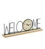 Black Wooden Metal Welcome Letter Table Clock