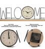 Black Wooden Metal Welcome Letter Table Clock