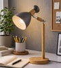 Wooden-Metalic Gray Study Desk Lamp