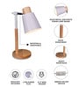 Wooden-Metalic White Study Desk Lamp