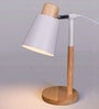 Wooden-Metalic White Study Desk Lamp