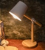 Wooden-Metalic White Study Desk Lamp
