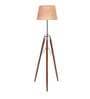 Fangio Off White Cotton Shade Tripod Floor Lamp With Wood & Metal Base