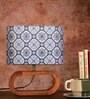 Wooden Oval Lamp with Morrocan Blue tile print shade