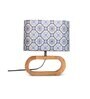Wooden Oval Lamp with Morrocan Blue tile print shade