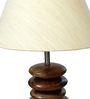Wooden Pebble Beige Fabric Shade Table Lamp With Brown Base