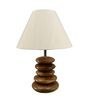Wooden Pebble Beige Fabric Shade Table Lamp With Brown Base