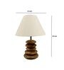 Wooden Pebble Beige Fabric Shade Table Lamp With Brown Base