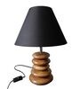 Wooden Pebble Black Fabric Shade Table Lamp With Brown Base