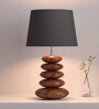 Lucea Black Cotton Shade Night Lamp With Wood Base