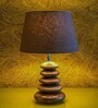 Lucea Black Cotton Shade Night Lamp With Wood Base