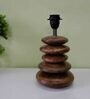 Wooden Pebble Table Lamp With Brown Base