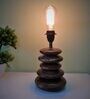 Wooden Pebble Table Lamp With Brown Base