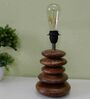 Wooden Pebble Table Lamp With Brown Base