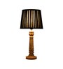 Wooden Pillar Brown lamp with pleeted Black Soft Shade