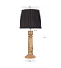Wooden Pillar Brown lamp with pleeted Black Soft Shade