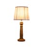 Wooden Pillar Brown lamp with pleeted White Soft Shade