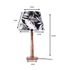 Classic E27 Holder Wooden Base Table Lamp (Brown Base) with Fabric Shade (Black & White)