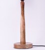 Classic E27 Holder Wooden Base Table Lamp (Brown Base) with Fabric Shade (Black & White)
