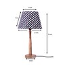 Classic E27 Holder Wooden Base Table Lamp (Brown Base) with Fabric Shade (Black & White)