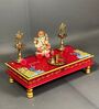 Yellow Wooden Pooja Chowki & Bajot Patta