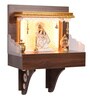 Wooden Pooja Mandir In Walnut Colour With LED