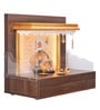 Wooden Pooja Mandir In Walnut Colour With LED