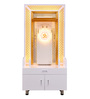 Wooden Pooja Mandir In White Colour With LED