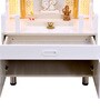 Wooden Pooja Mandir In White Colour With LED