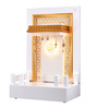 Wooden Pooja Mandir In White Colour With LED