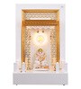 Wooden Pooja Mandir In White Colour With LED