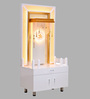 Wooden Pooja Mandir In White Colour With LED