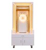 Wooden Pooja Mandir In White Colour With LED