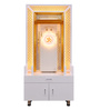 Wooden Pooja Mandir In White Colour With LED
