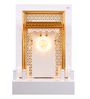 Wooden Pooja Mandir In White Colour With LED