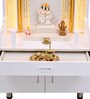 Wooden Pooja Mandir In White Colour With LED