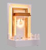 Wooden Pooja Mandir In White Colour With LED